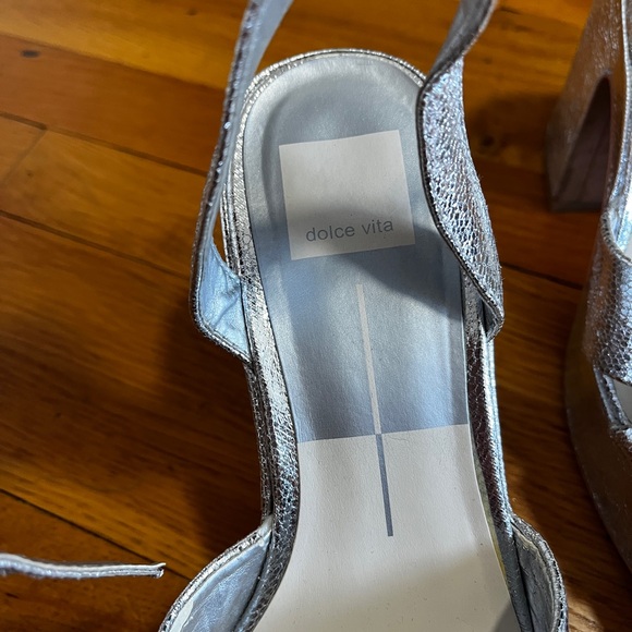 Dolce Vita Silver Platform Heels - Picture 2 of 3